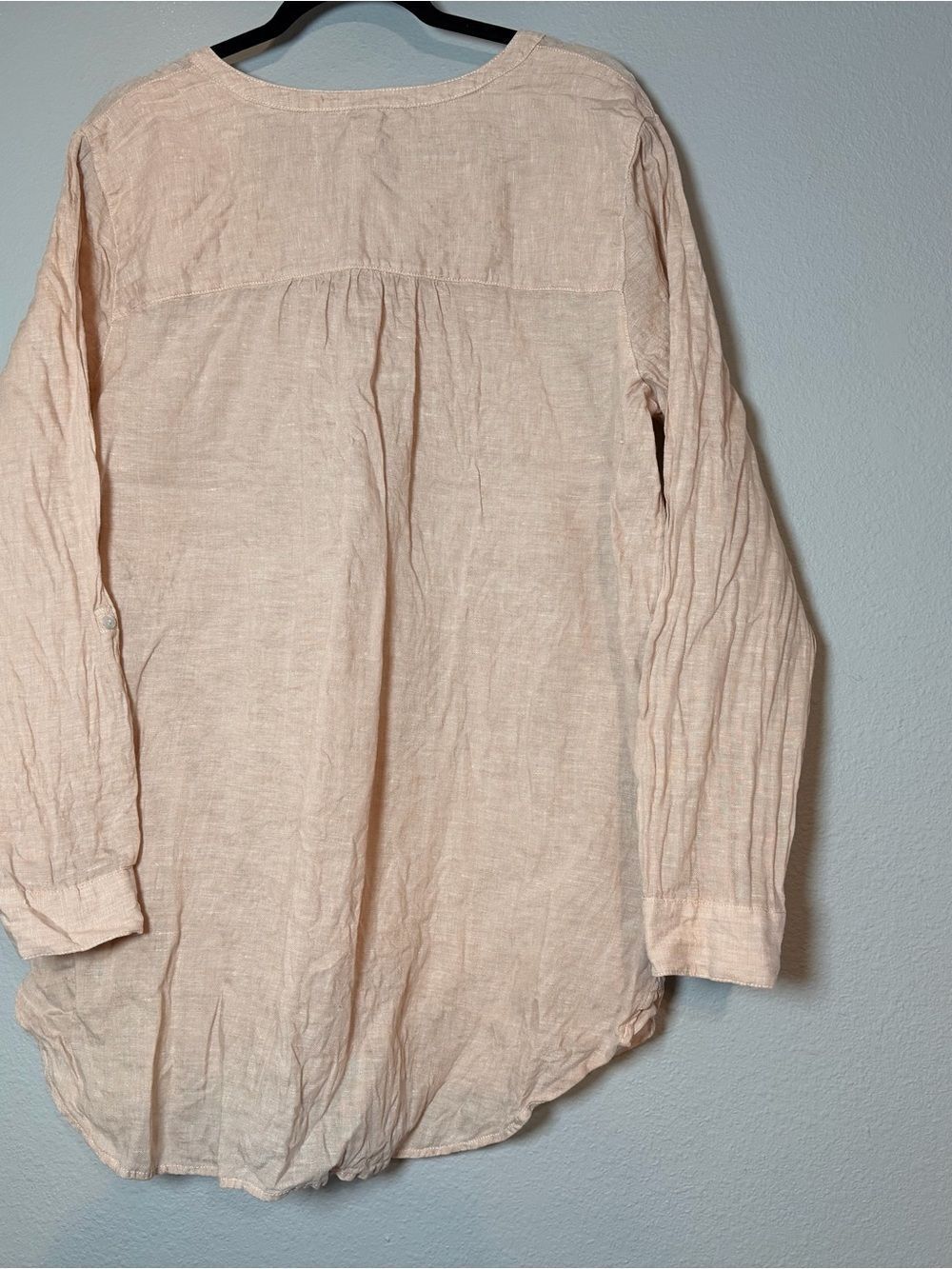Sigrid Olsen Linen Oversized Button Up Shirt Size XL Light Pink Long Sleeve - Picture 7 of 9